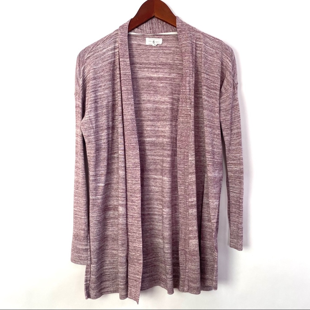 Lou & Grey Purple Marbled Placket Light Cardigan
